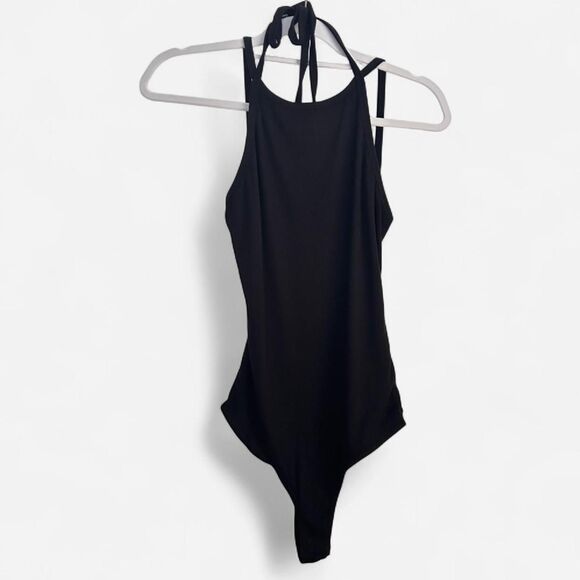 Lulus Revival Black Ribbed Low Back Bodysuit Medium Y2K Clubwear - Picture 5 of 8